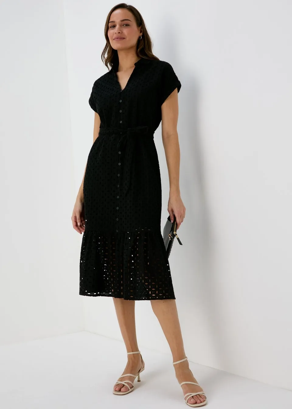 Et Vous Black Schiffli Shirt Dress