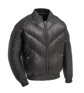 Ezra Mens Puffer Leather Jacket by Whet Blu