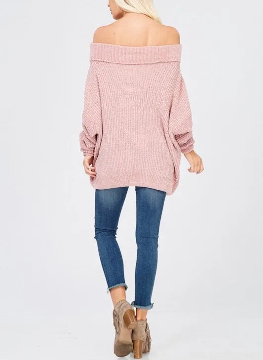 Final Sale - Chenille Turtleneck Knitted Pullover Sweater in Twig