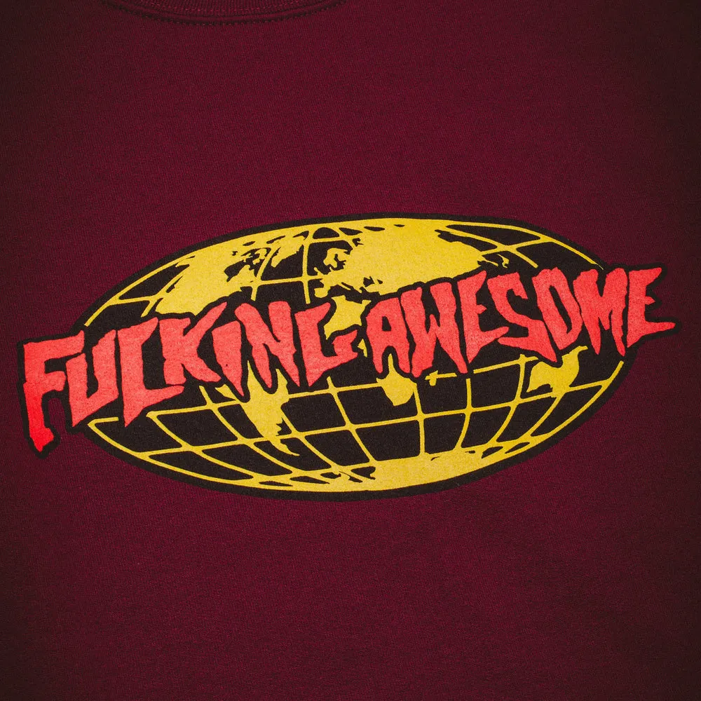 Fucking Awesome - World Logo Crewneck - Maroon