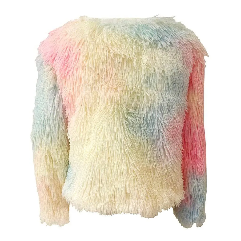 Funfetti Rainbow Faux Fur Coat