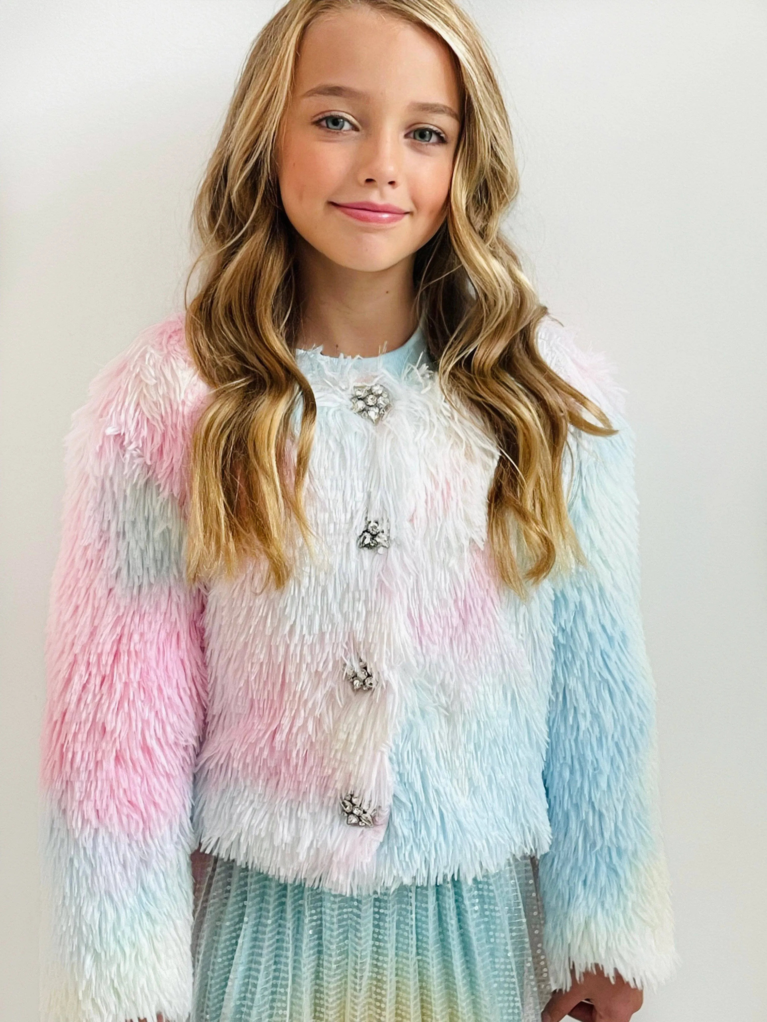 Funfetti Rainbow Faux Fur Coat