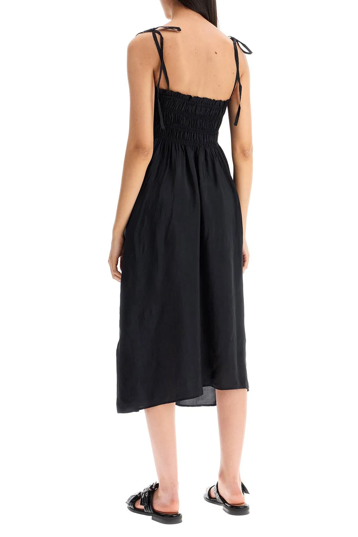 Ganni Smock Dress In Habot   Black