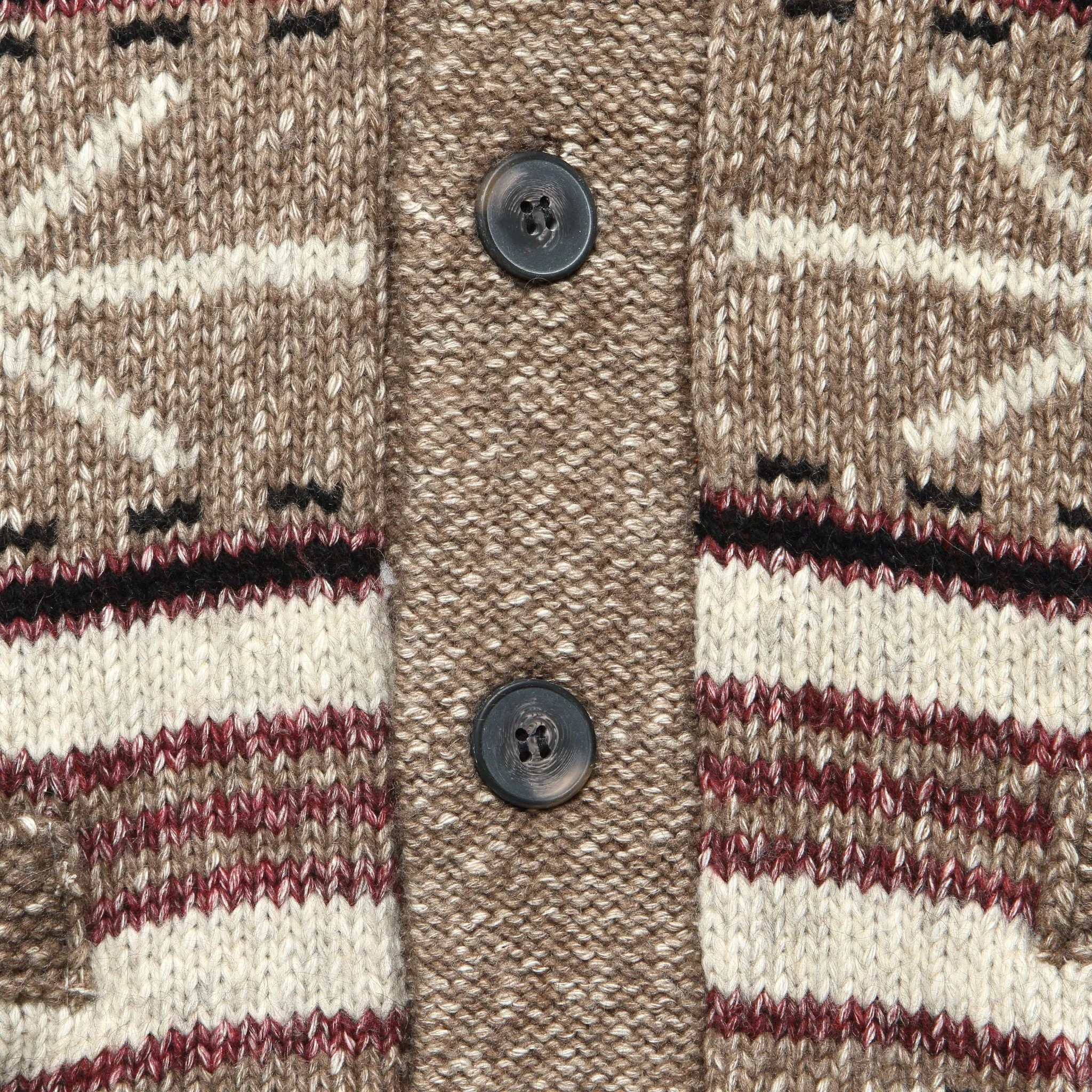 Geometric Shawl Cardigan - Khaki/Beige/Red