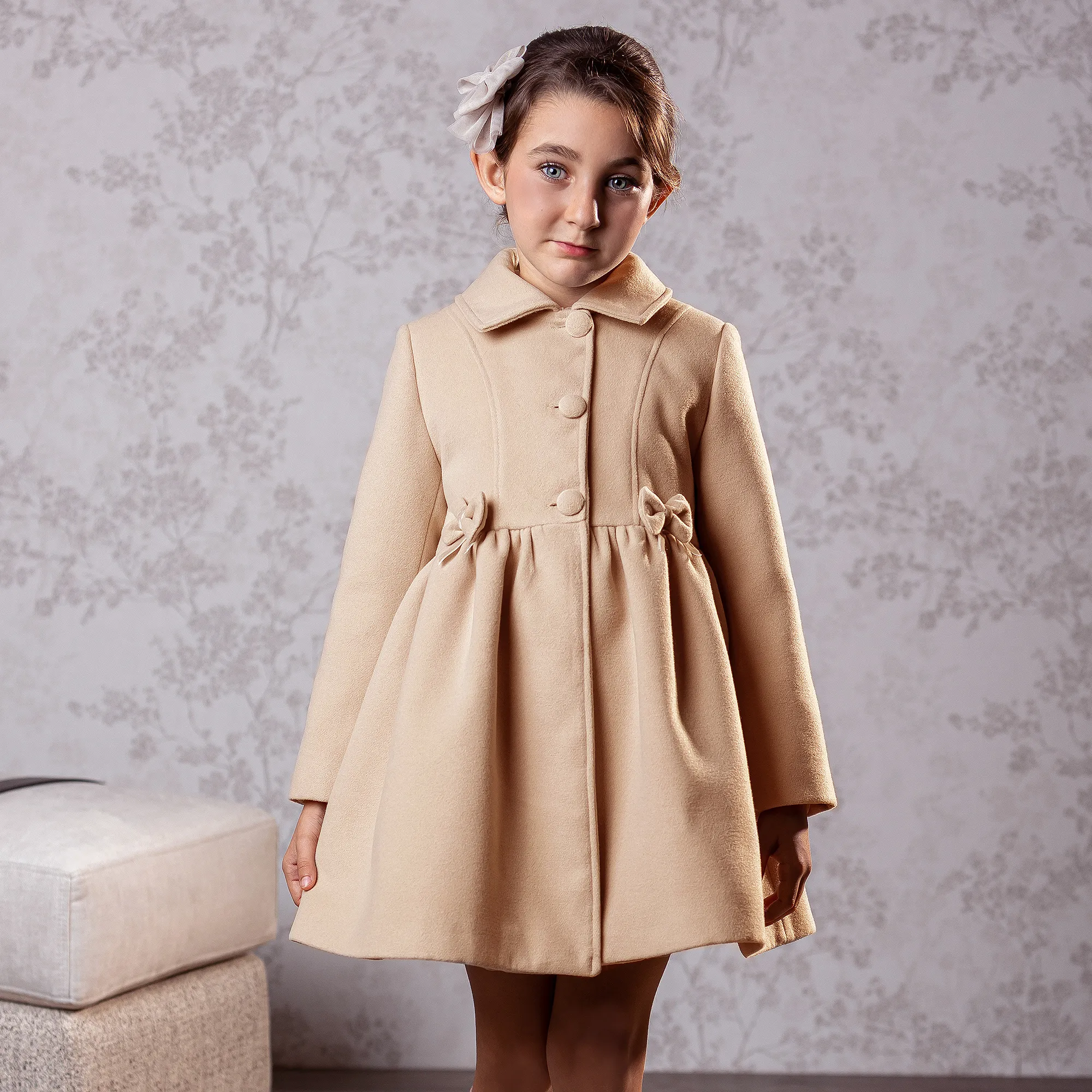 Girls Beige Traditional Coat