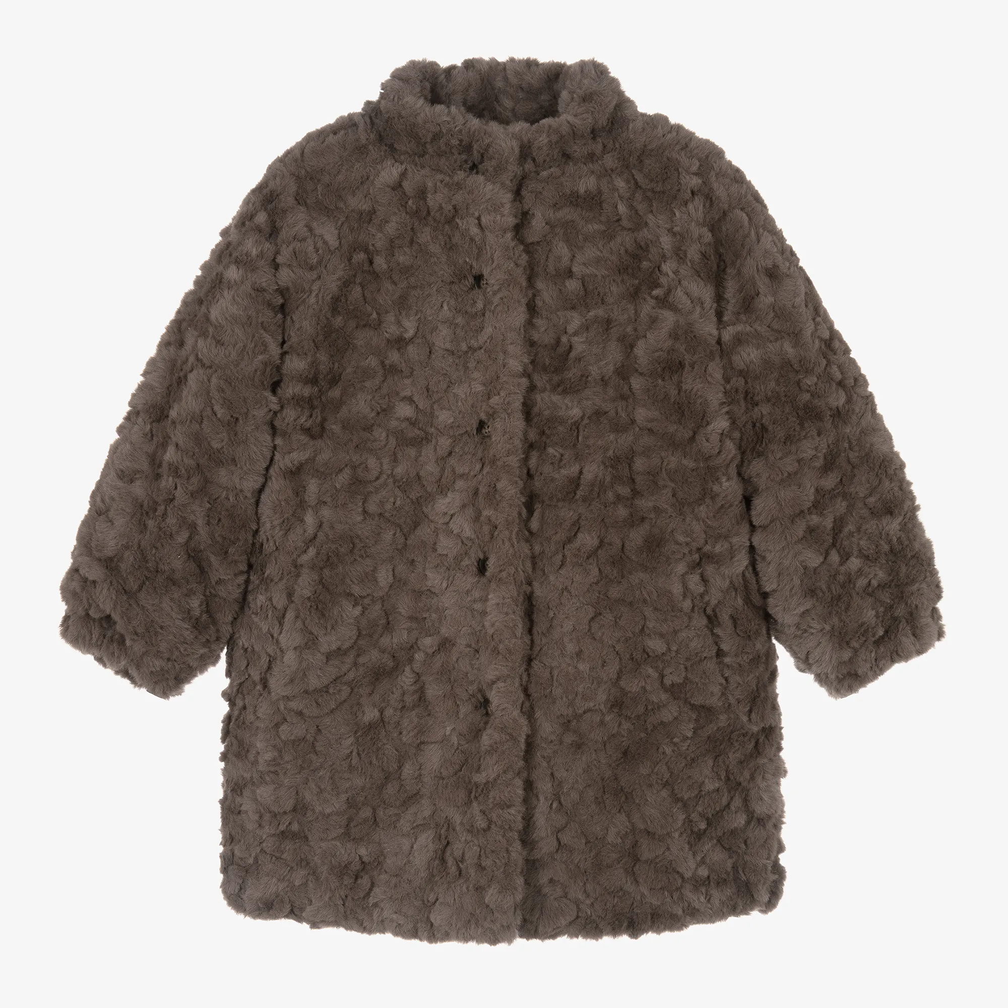 Girls Brown Faux Fur Coat