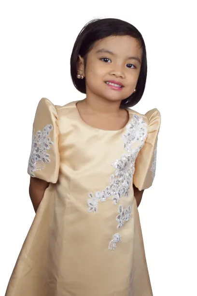 Girls Duchess Satin Classic Filipiniana Dress- Marie -JS82