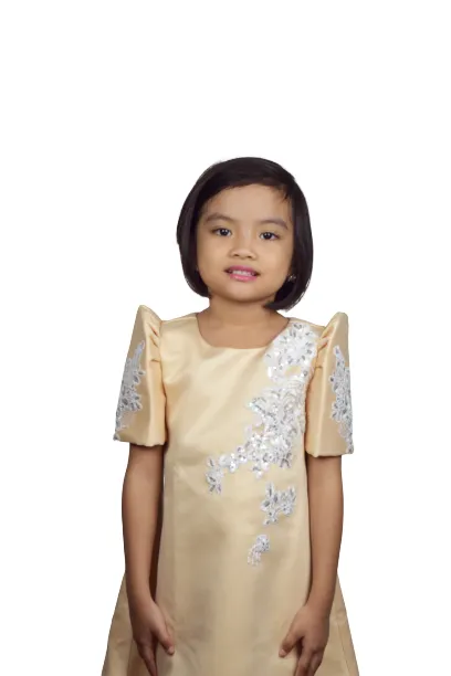 Girls Duchess Satin Classic Filipiniana Dress- Marie -JS82