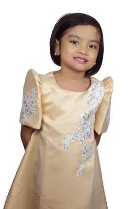 Girls Duchess Satin Classic Filipiniana Dress- Marie -JS82