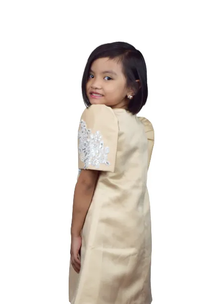 Girls Duchess Satin Classic Filipiniana Dress- Marie -JS82