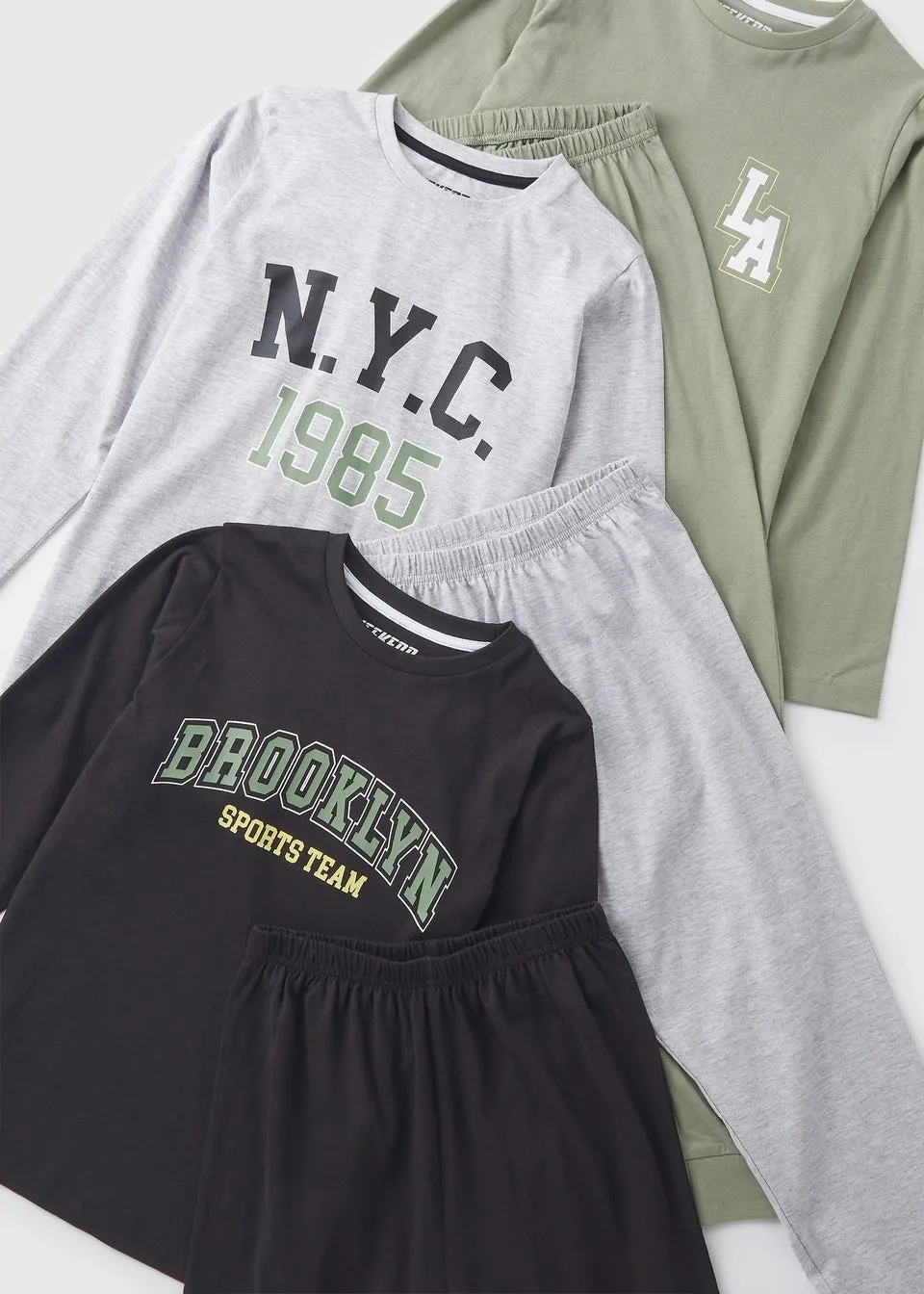 Girls Green NYC Pyjama Top & Bottom Set (7-13yrs)