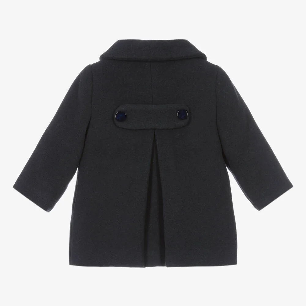 Girls Navy Blue Felted Coat