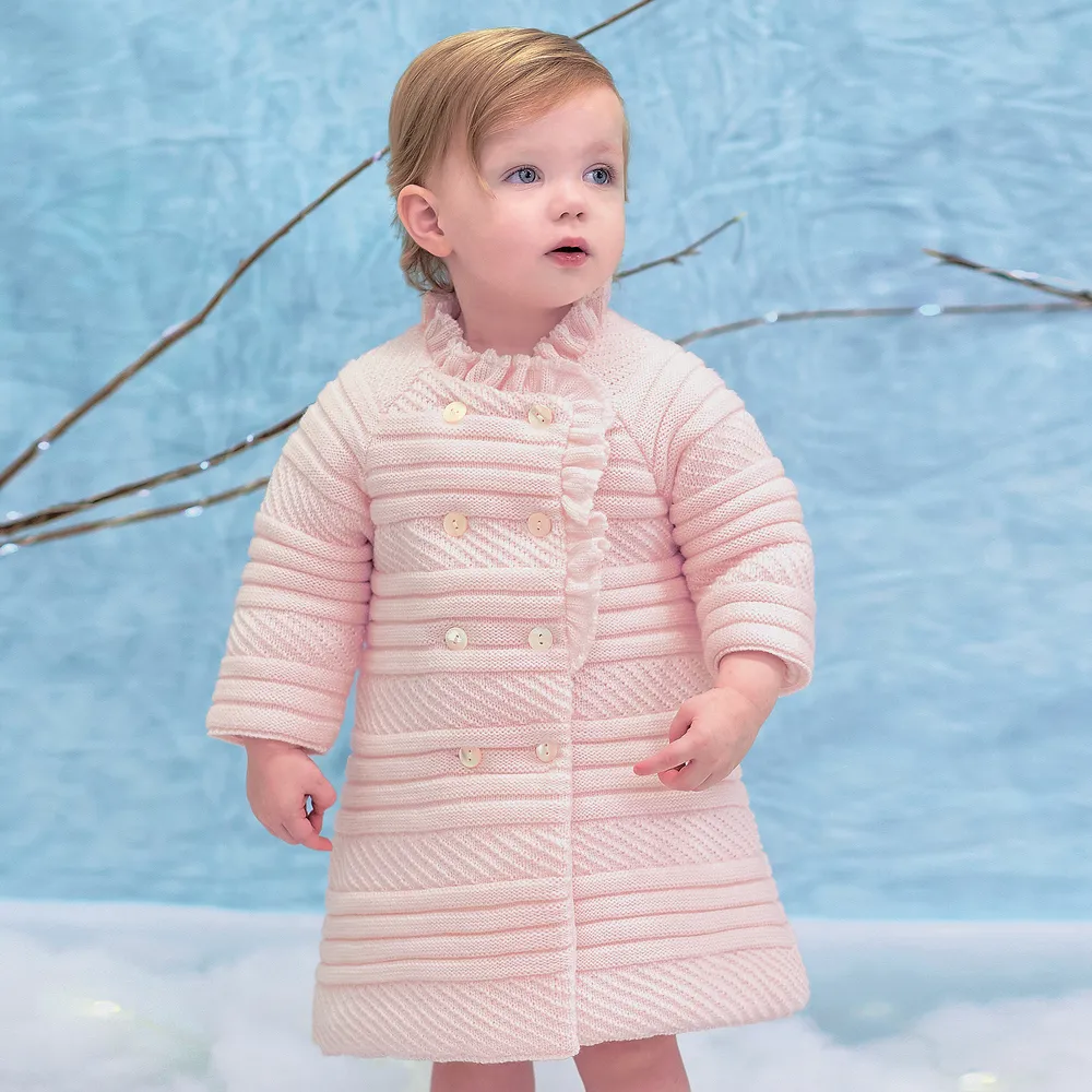 Girls Pale Pink Knitted Coat 