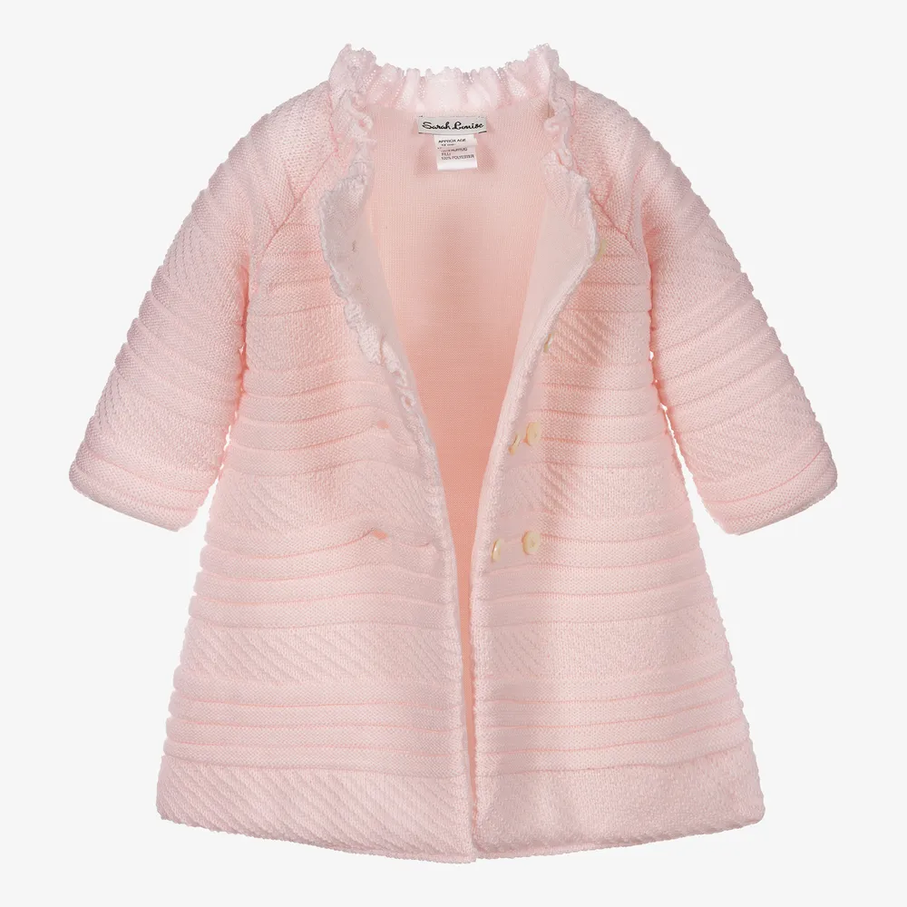 Girls Pale Pink Knitted Coat 