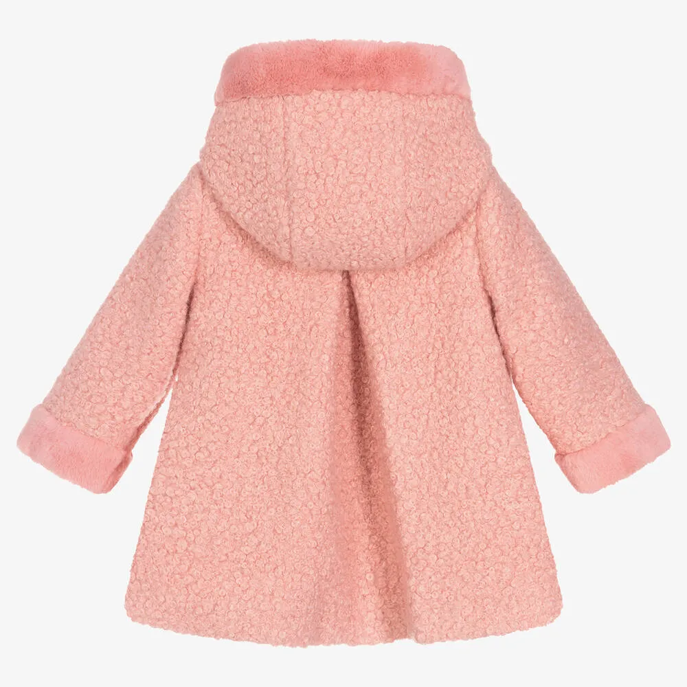 Girls Pink Bouclé Coat