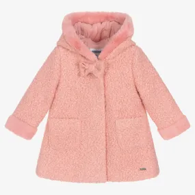 Girls Pink Bouclé Coat