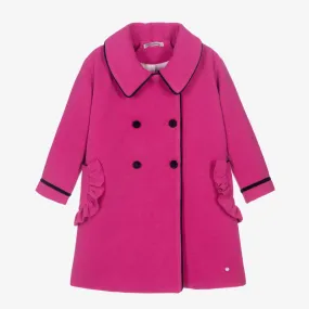 Girls Pink Felted Wool Coat 