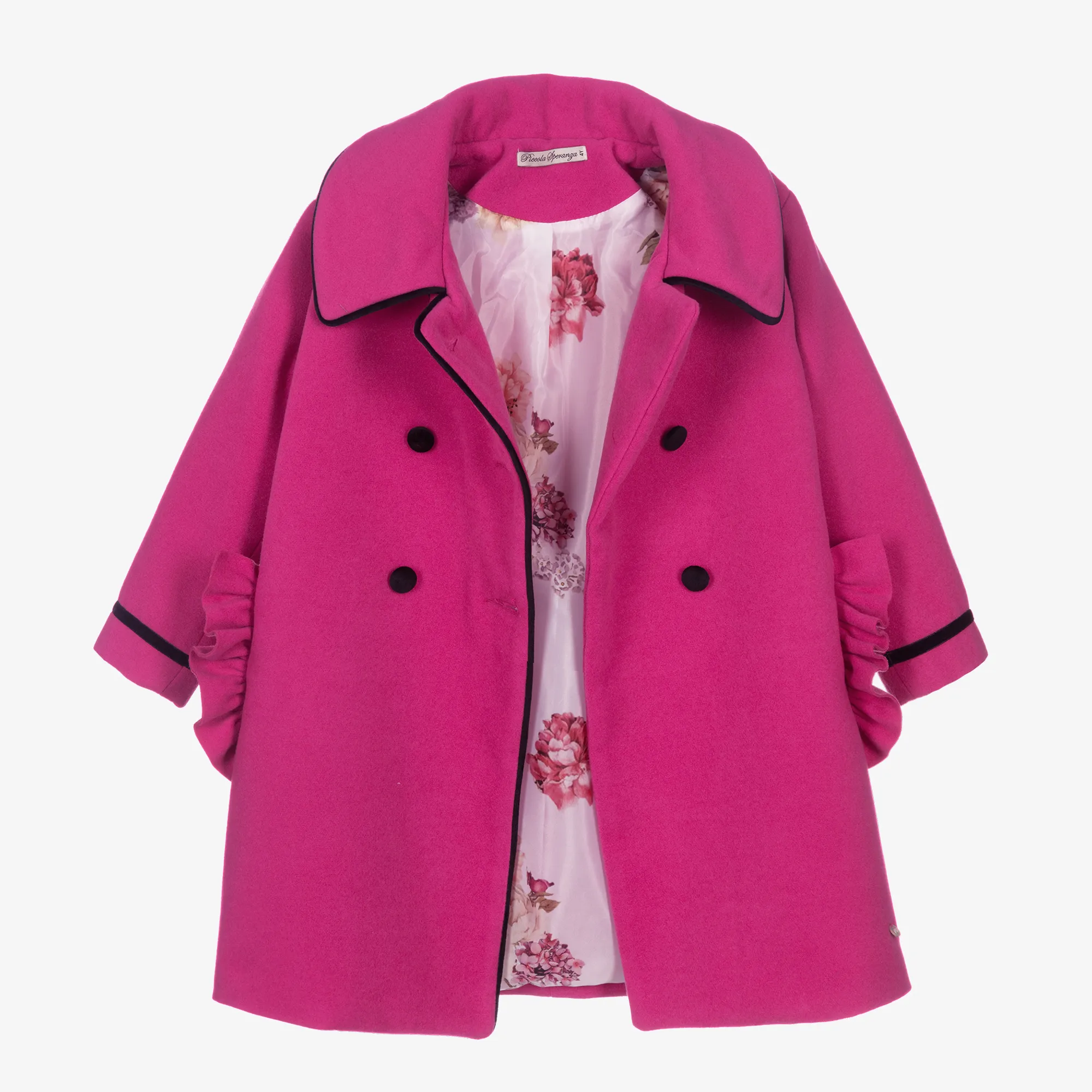 Girls Pink Felted Wool Coat 