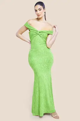 Goddiva Front Knot Twist Maxi Dress