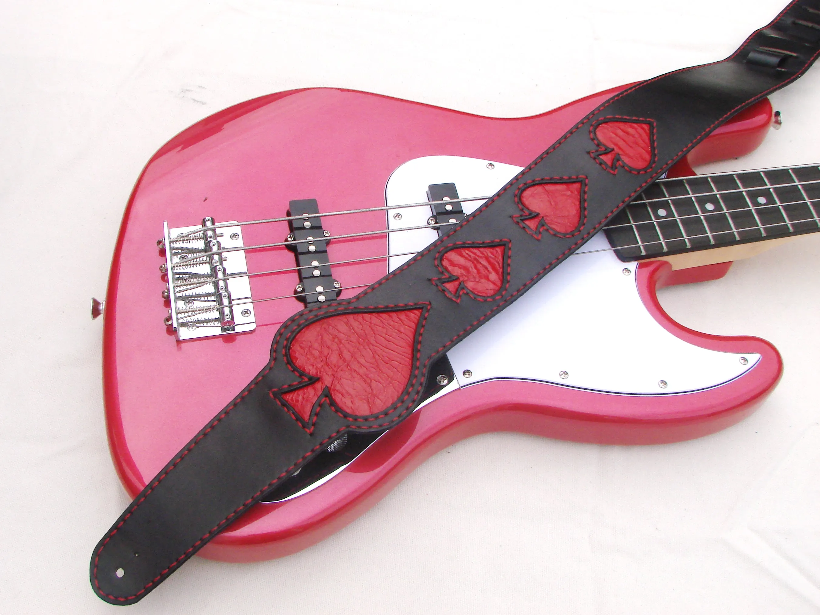 Handmade Guitar/Bass Strap - Rock Your Style with Red Ace of Spades Design