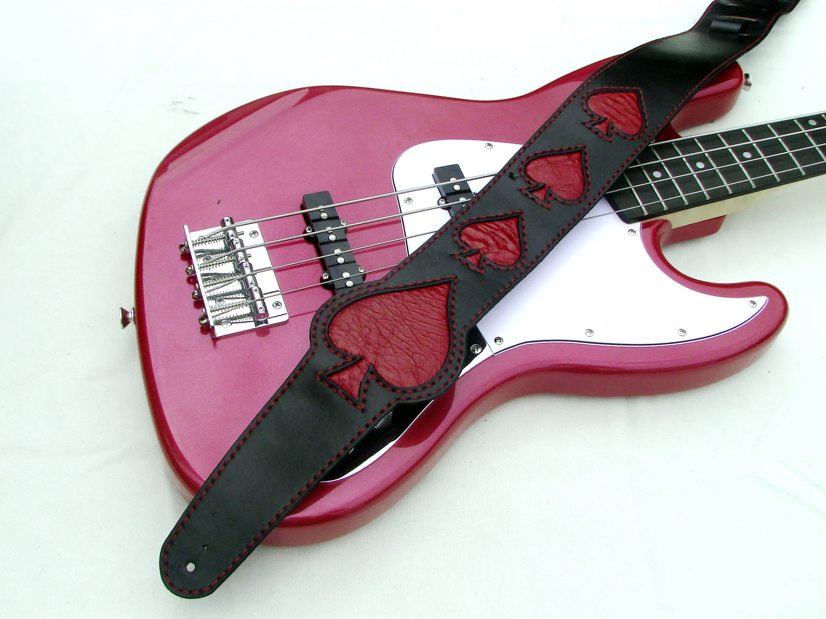 Handmade Guitar/Bass Strap - Rock Your Style with Red Ace of Spades Design