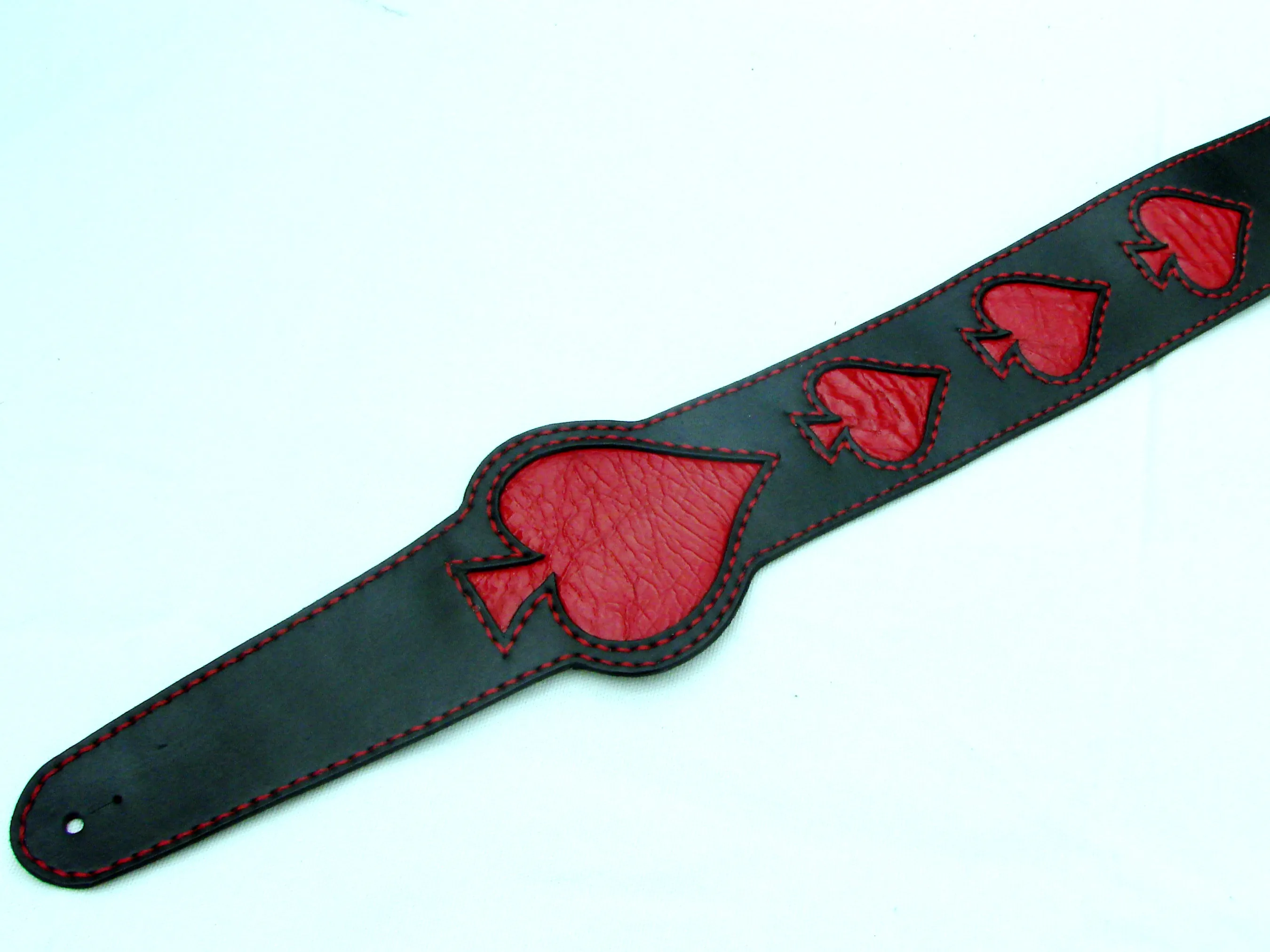 Handmade Guitar/Bass Strap - Rock Your Style with Red Ace of Spades Design