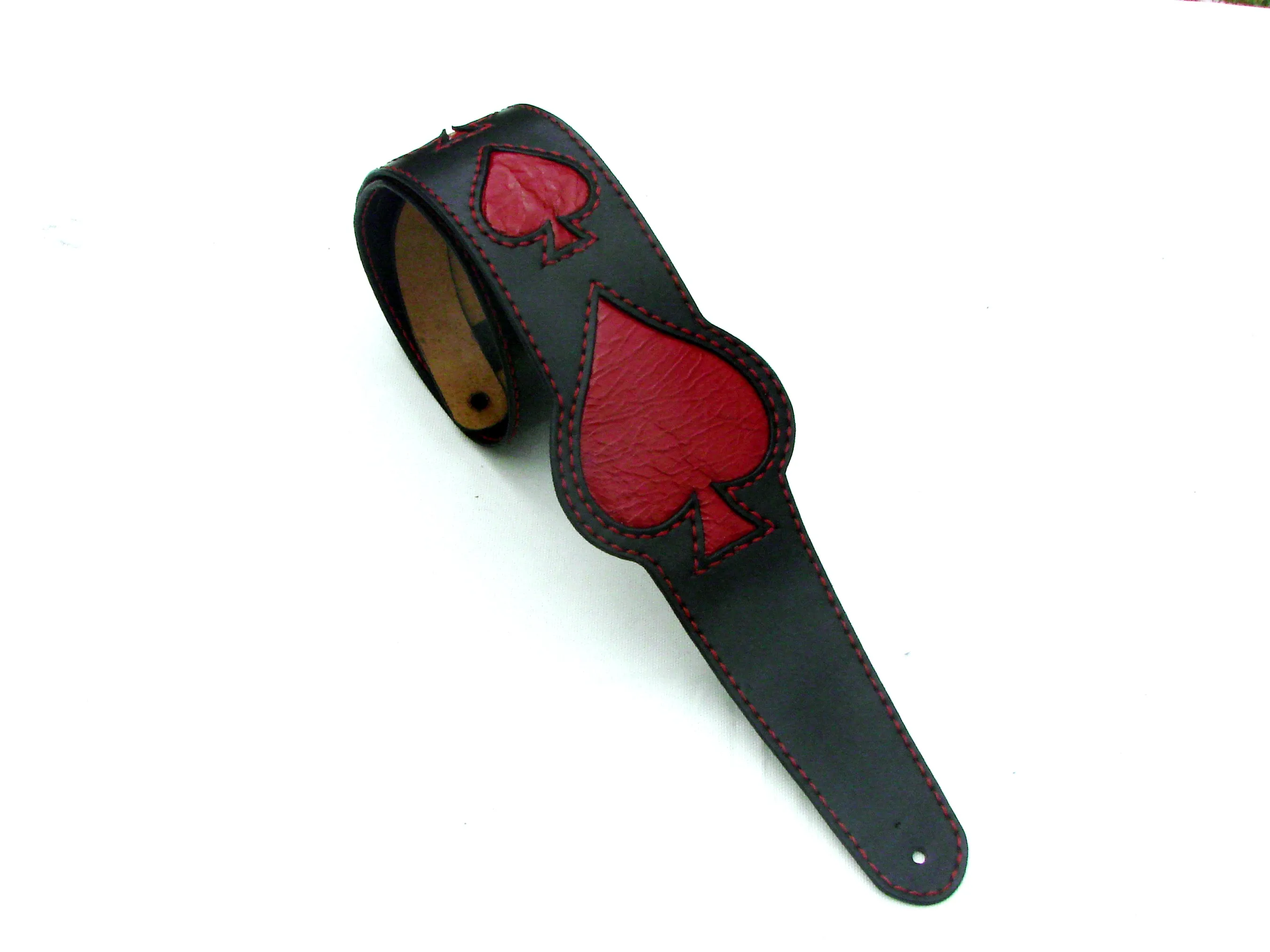 Handmade Guitar/Bass Strap - Rock Your Style with Red Ace of Spades Design