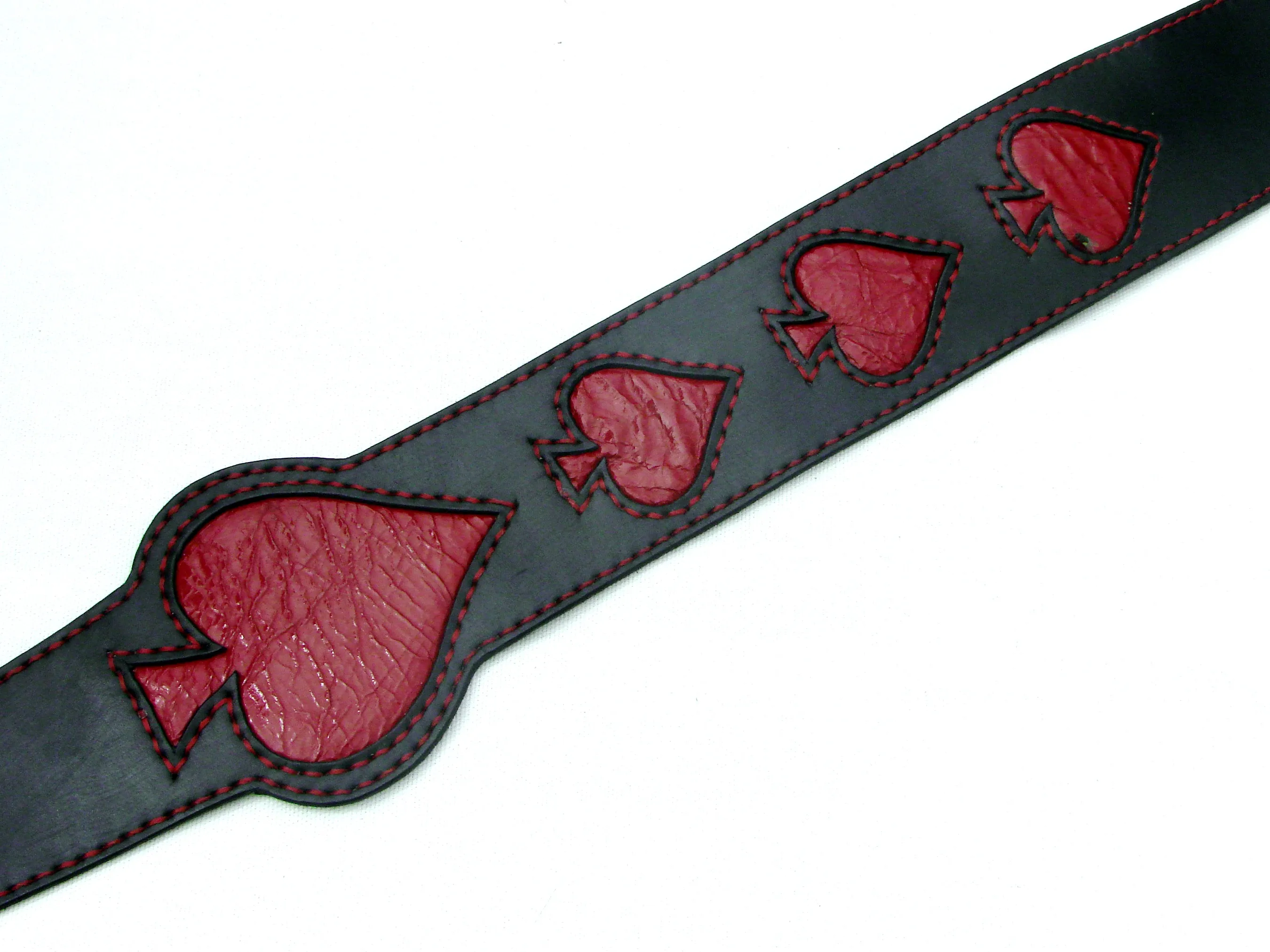 Handmade Guitar/Bass Strap - Rock Your Style with Red Ace of Spades Design