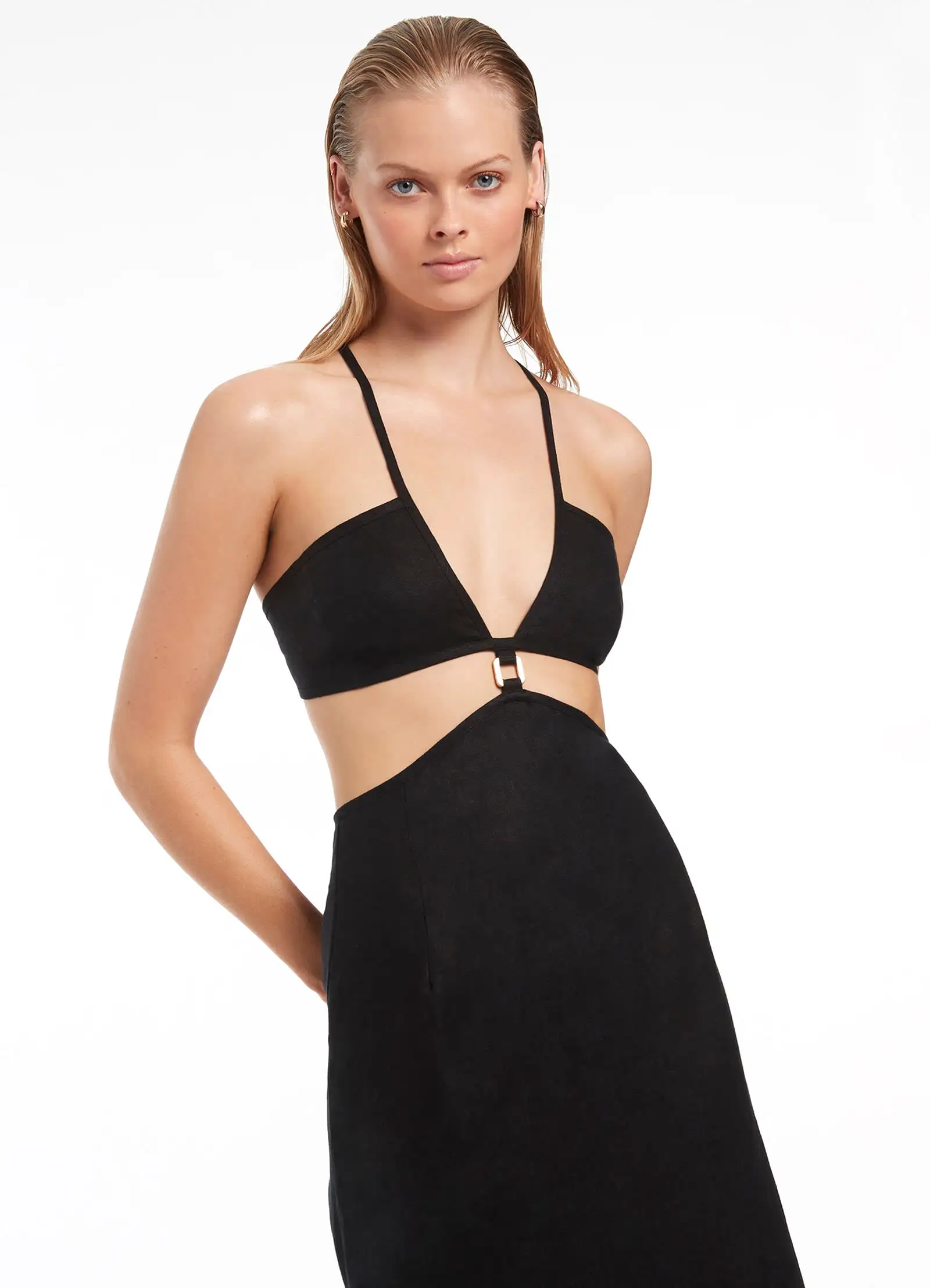 Jetset Plunge Cut Out Dress - Black