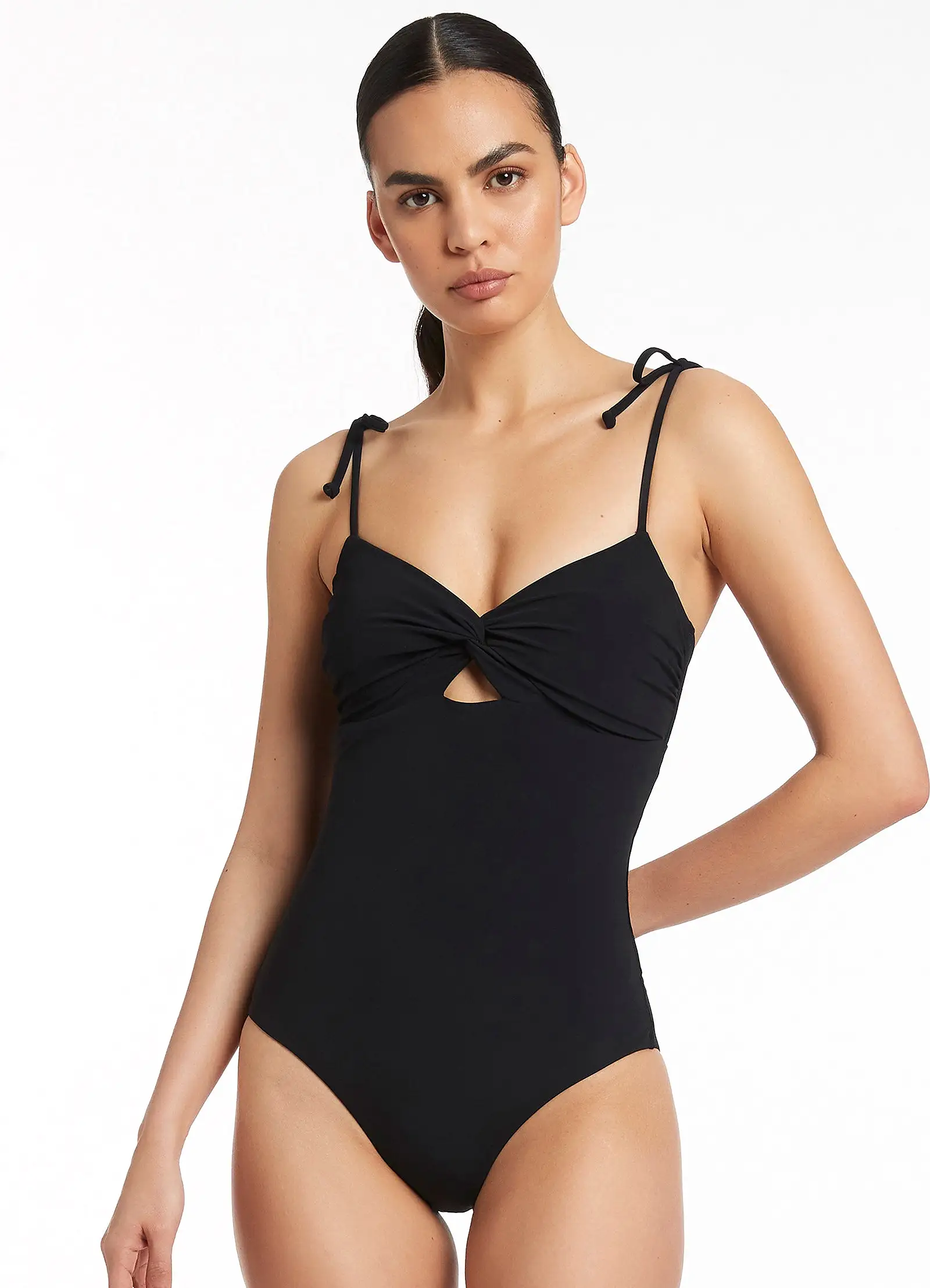 Jetset Twist Front One Piece - Black