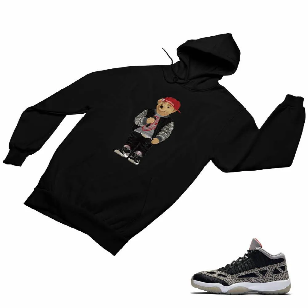 Jordan 11 Black Cement Matching Custom Designed HoodiesJD 11-5-8-25