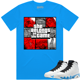 Jordan 9 Powder Blue 9s Shirt to Match - RED BELONGS TO THE GAME