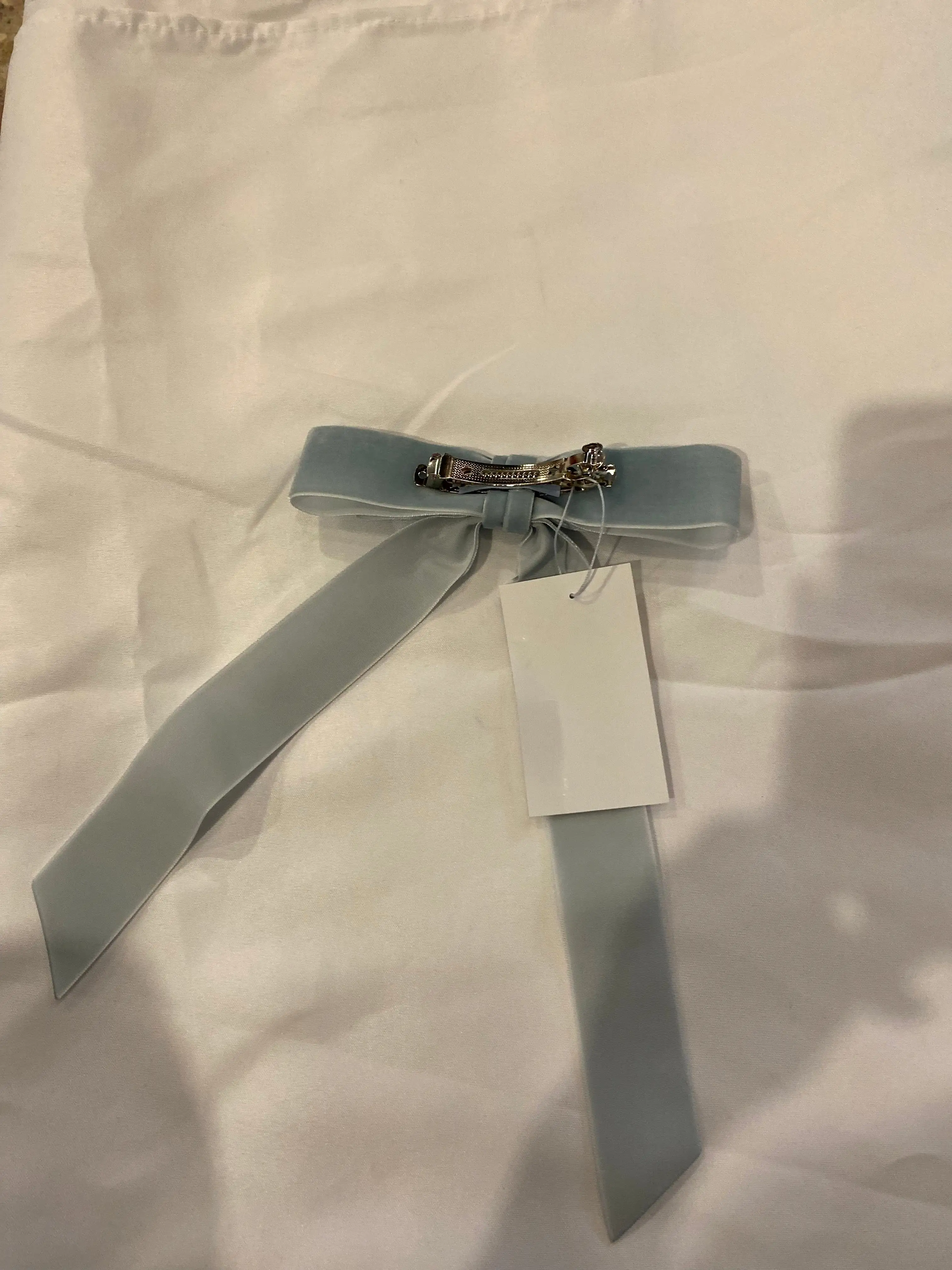 Judy Long Bow Barrette- Powder Blue