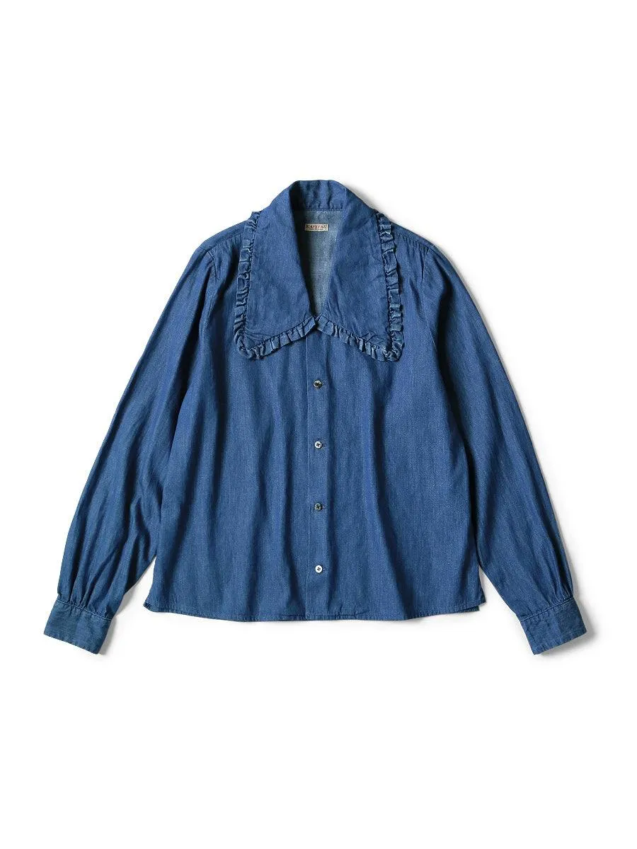 Kapital 5.5OZ Denim frills disco color retro shirt women