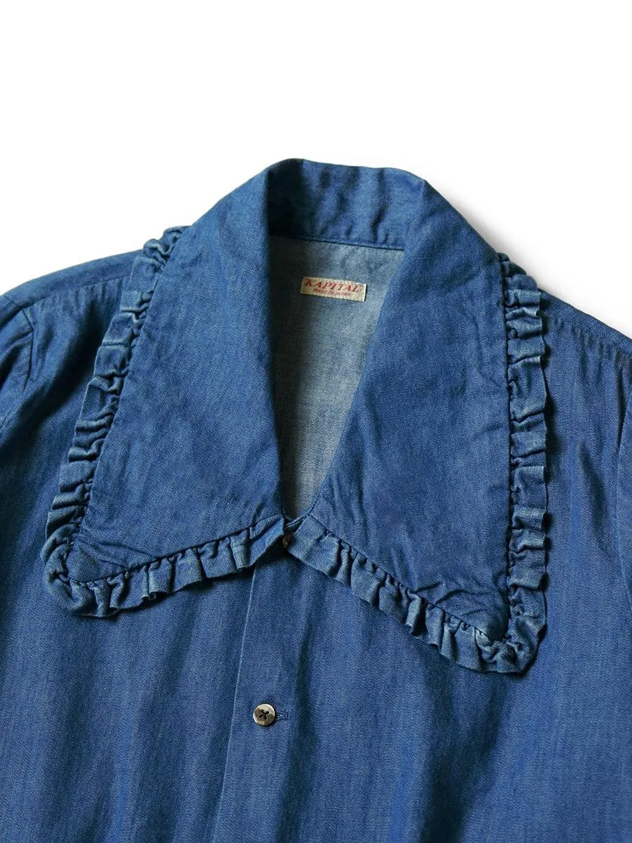 Kapital 5.5OZ Denim frills disco color retro shirt women