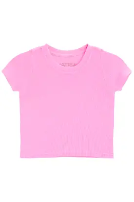 KatieJ NYC Tween Livi Ribbed S/S Tee - Cotton Candy