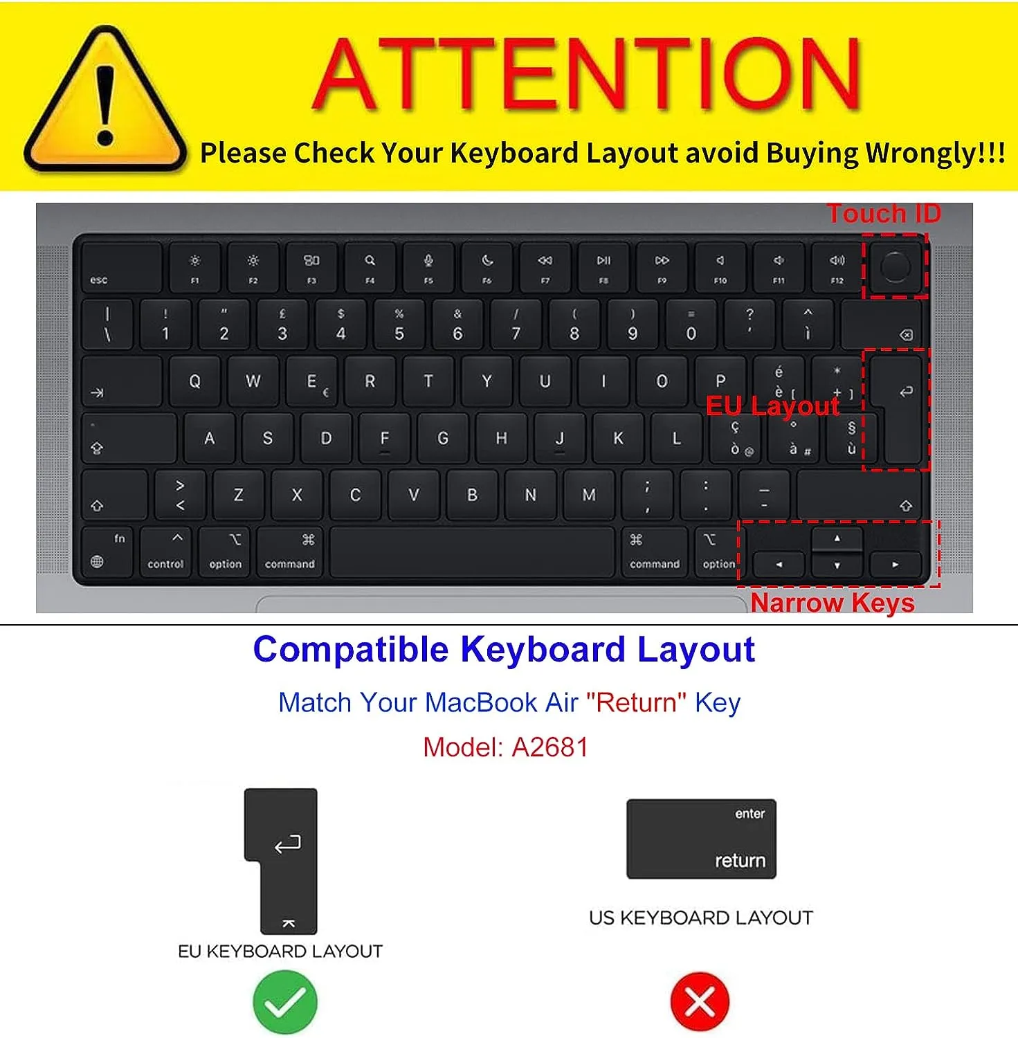 Keyboard Protector for MacBook Air 15, M3 (2024)/ M2 (2023-2022) - EU Layout