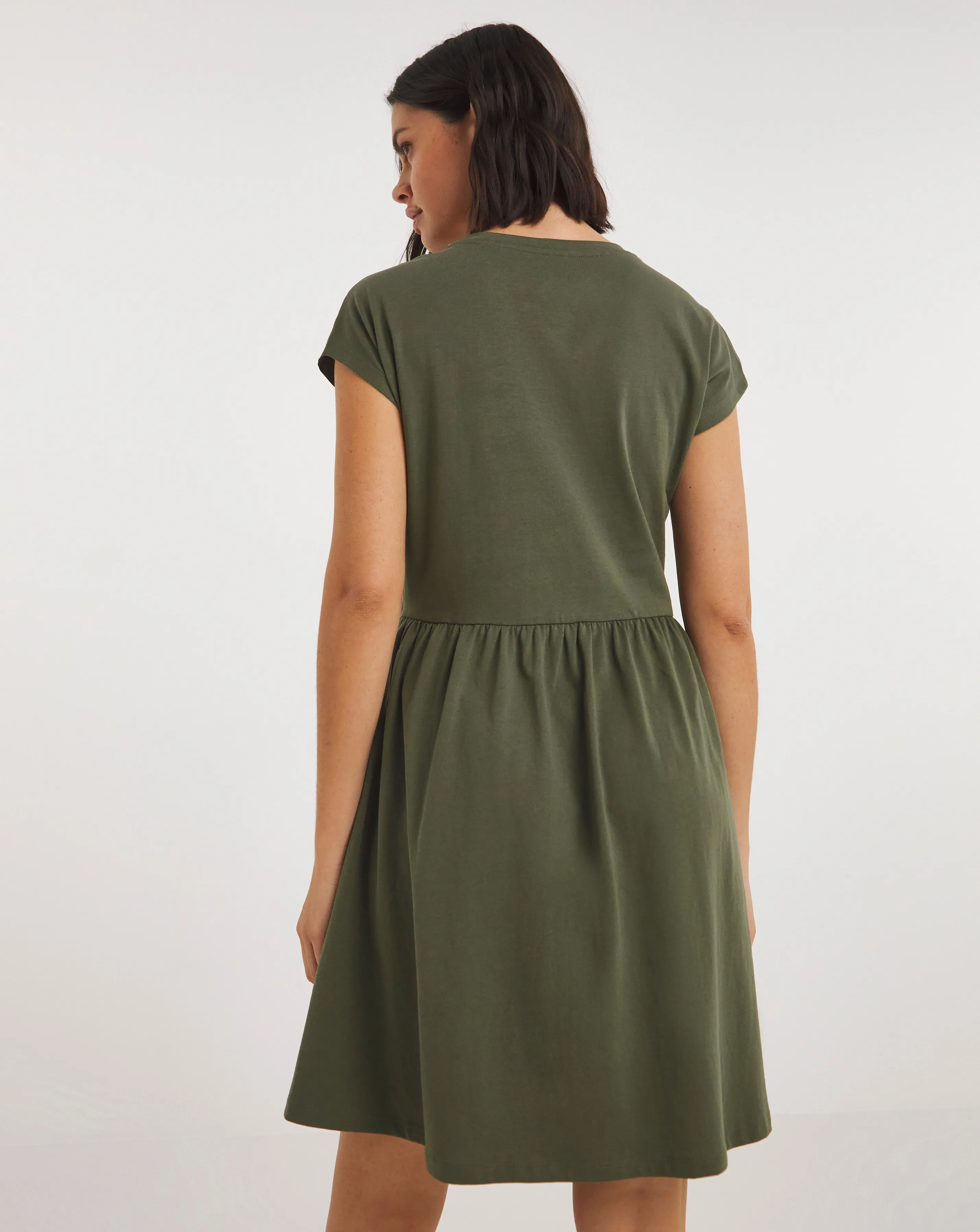 Khaki Cotton Jersey Smock Dress | Simply Be