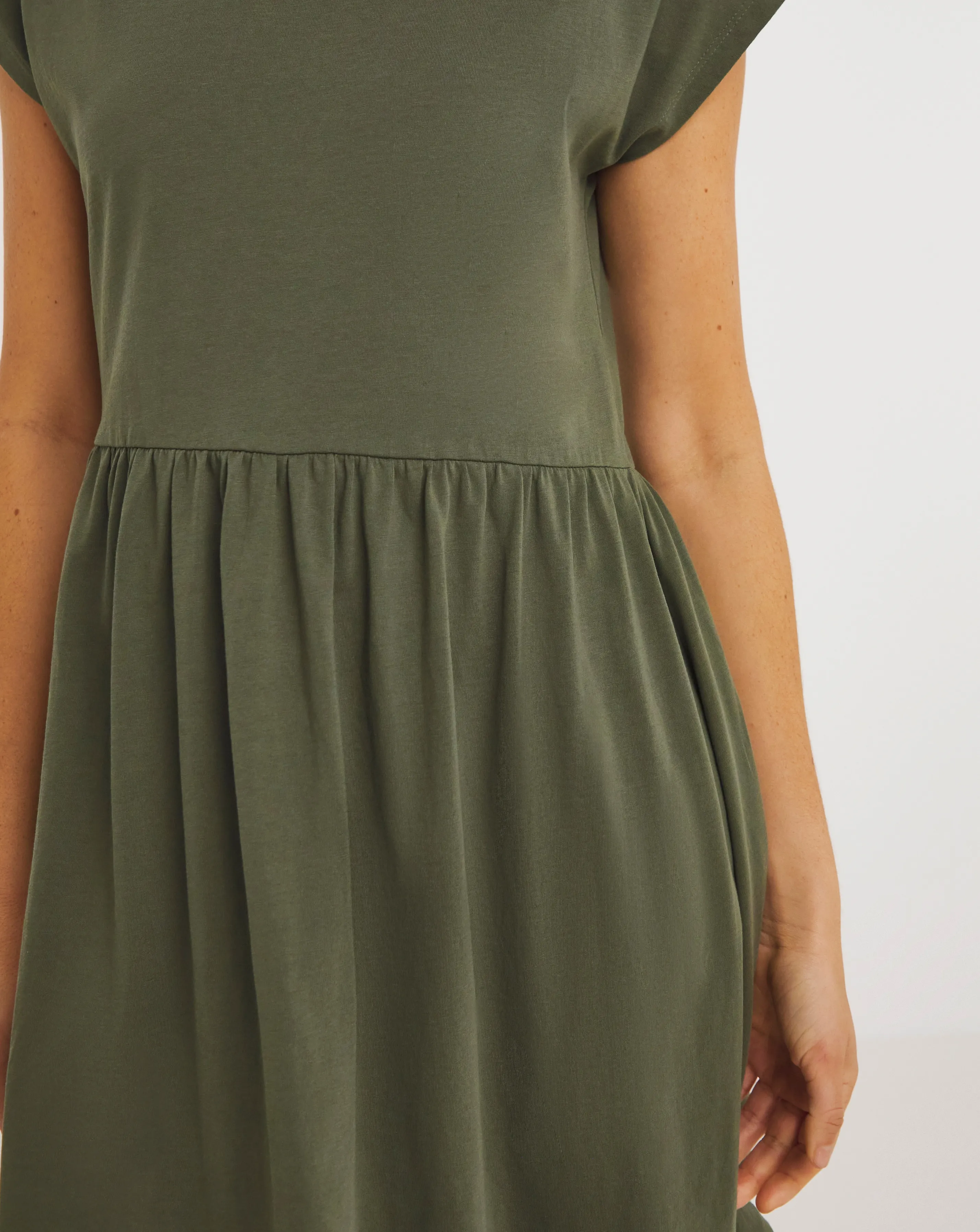 Khaki Cotton Jersey Smock Dress | Simply Be