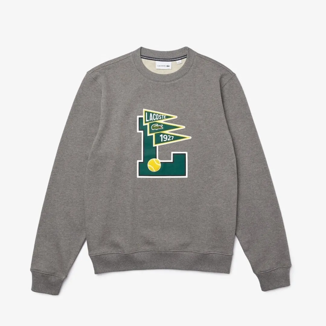 LACOSTE L BADGE CREWNECK SWEATSHIRT -Men’s GREY CHINE