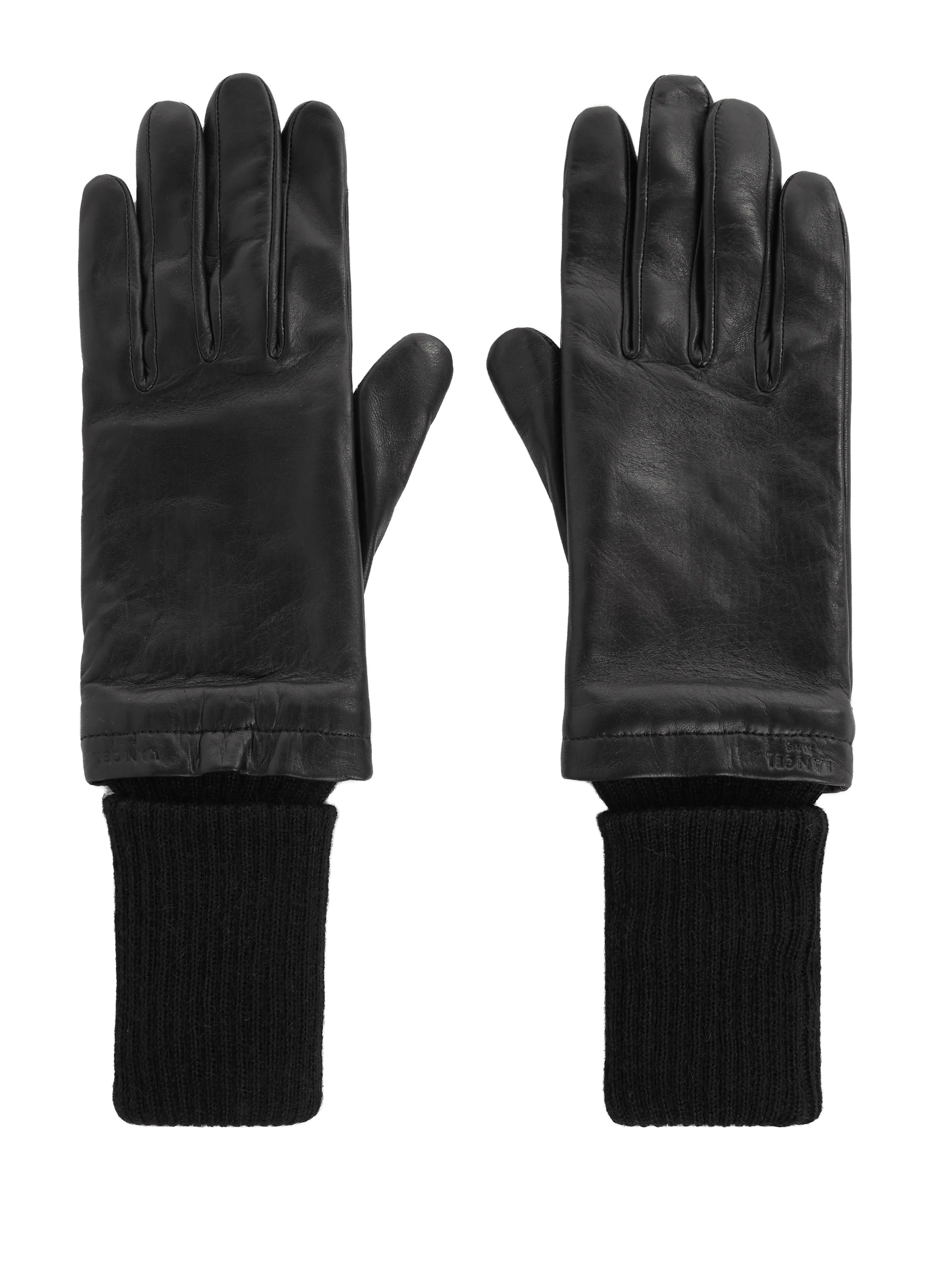 LANCEL  Two-material gloves - Black