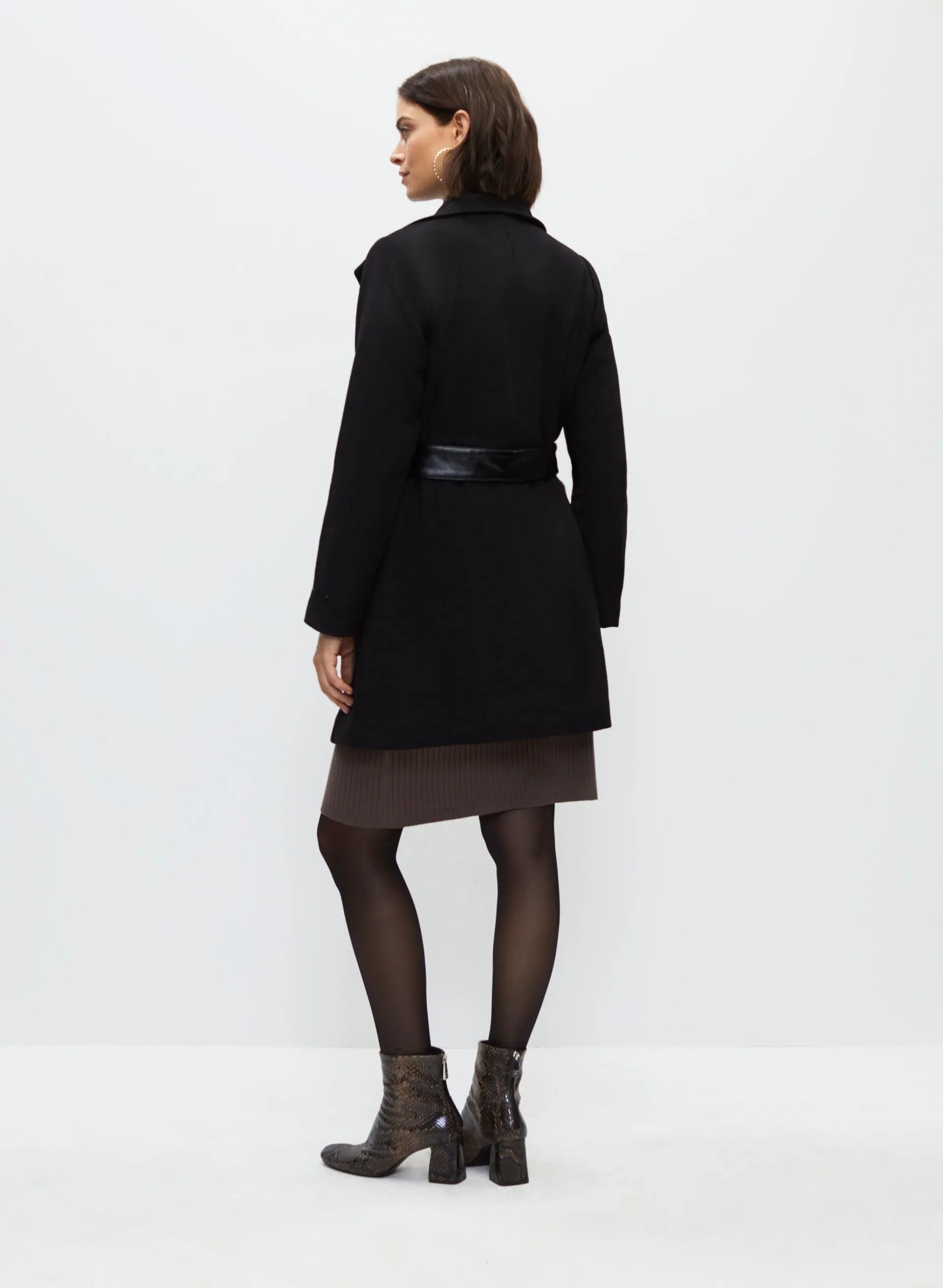 Large Lapel Wool Blend Coat