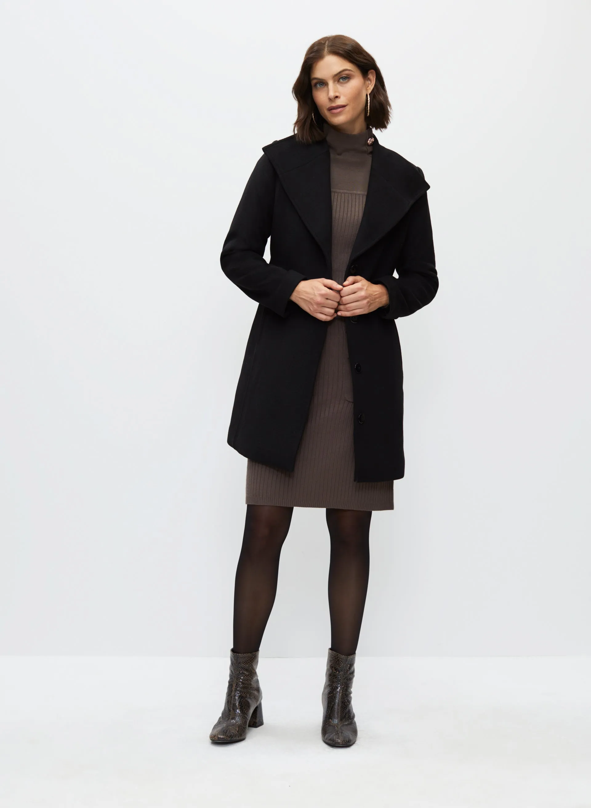 Large Lapel Wool Blend Coat