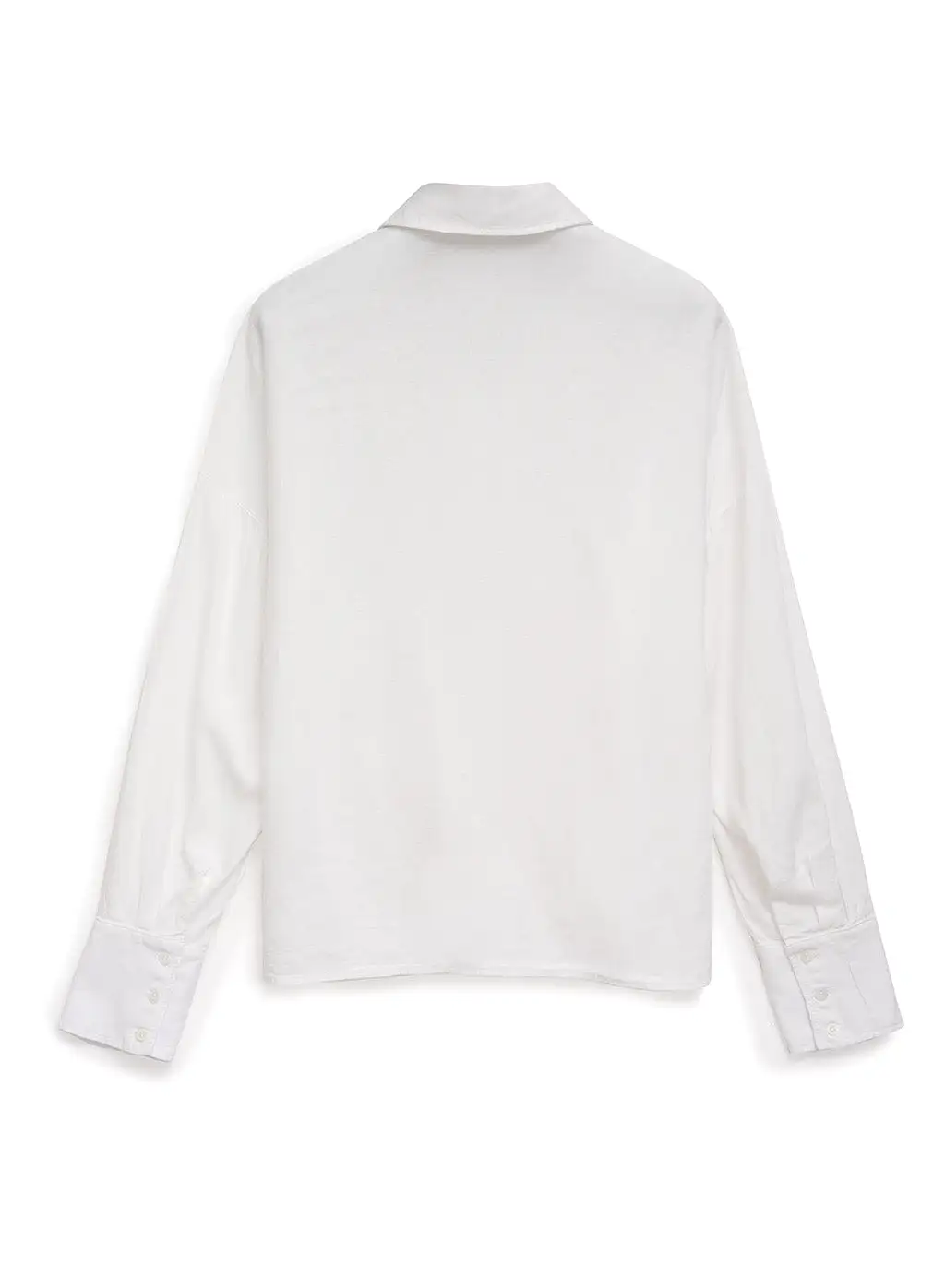 Linen Long Sleeve Front Twist Shirt in White