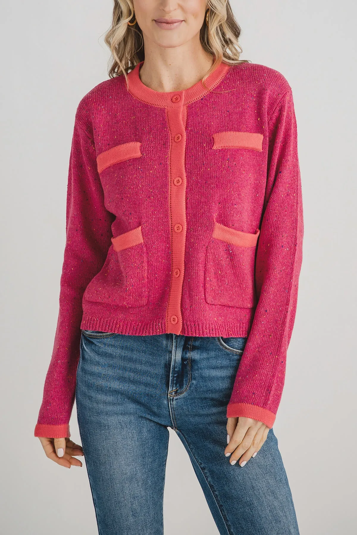 Listicle Color Pop Knit Cardigan Sweater