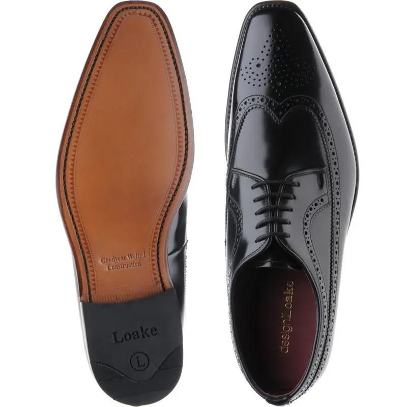 LOAKE Clint Brogue Derby shoe - Black Polished