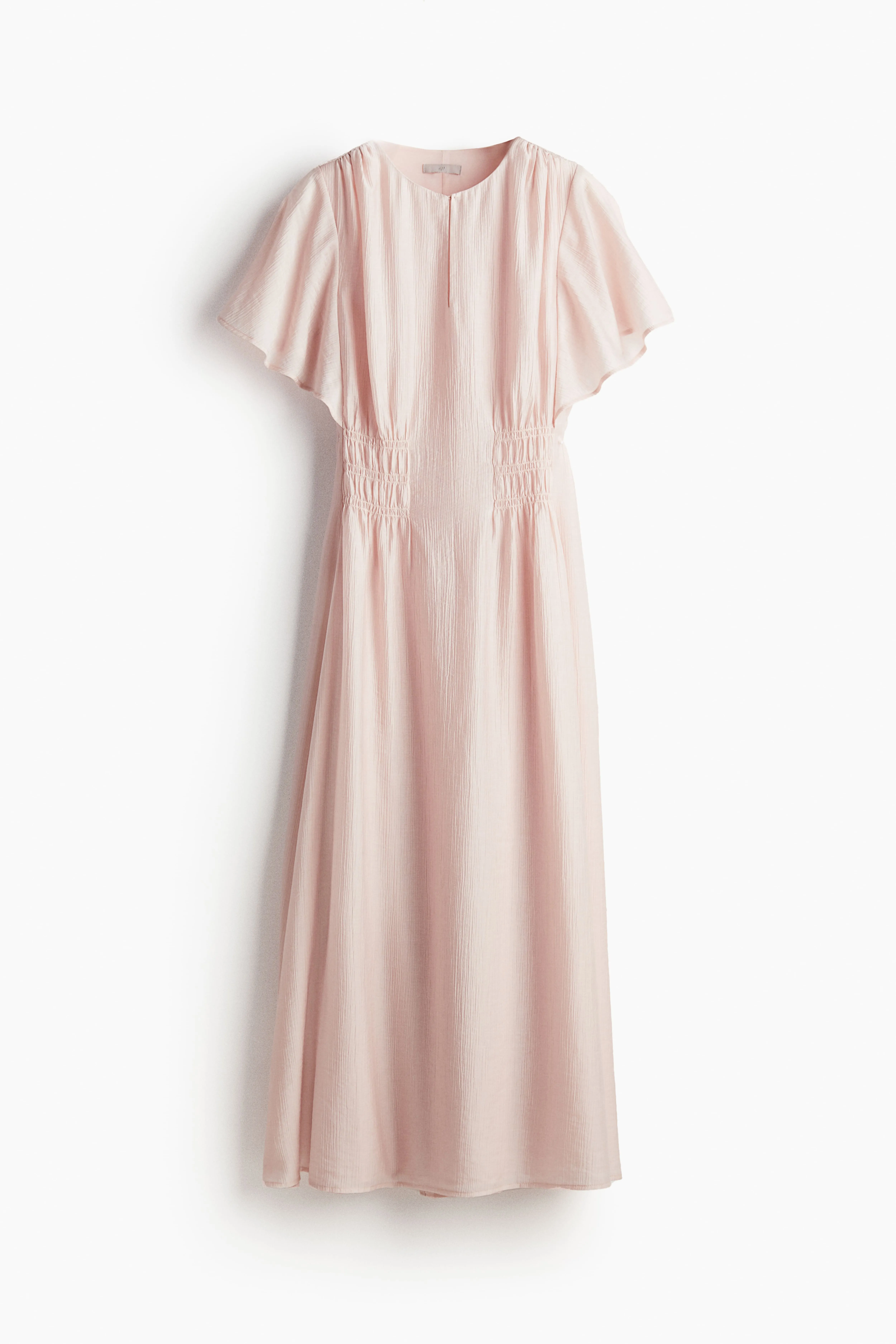 Long smock-waisted dress - Round neck - Short sleeve - Light pink - Ladies | H&M GB