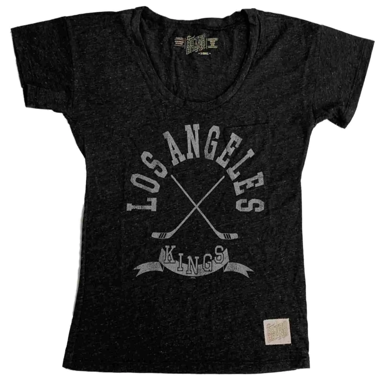 Los Angeles Kings Retro Brand WOMEN Gray Hockey Pocketed Loose T-Shirt