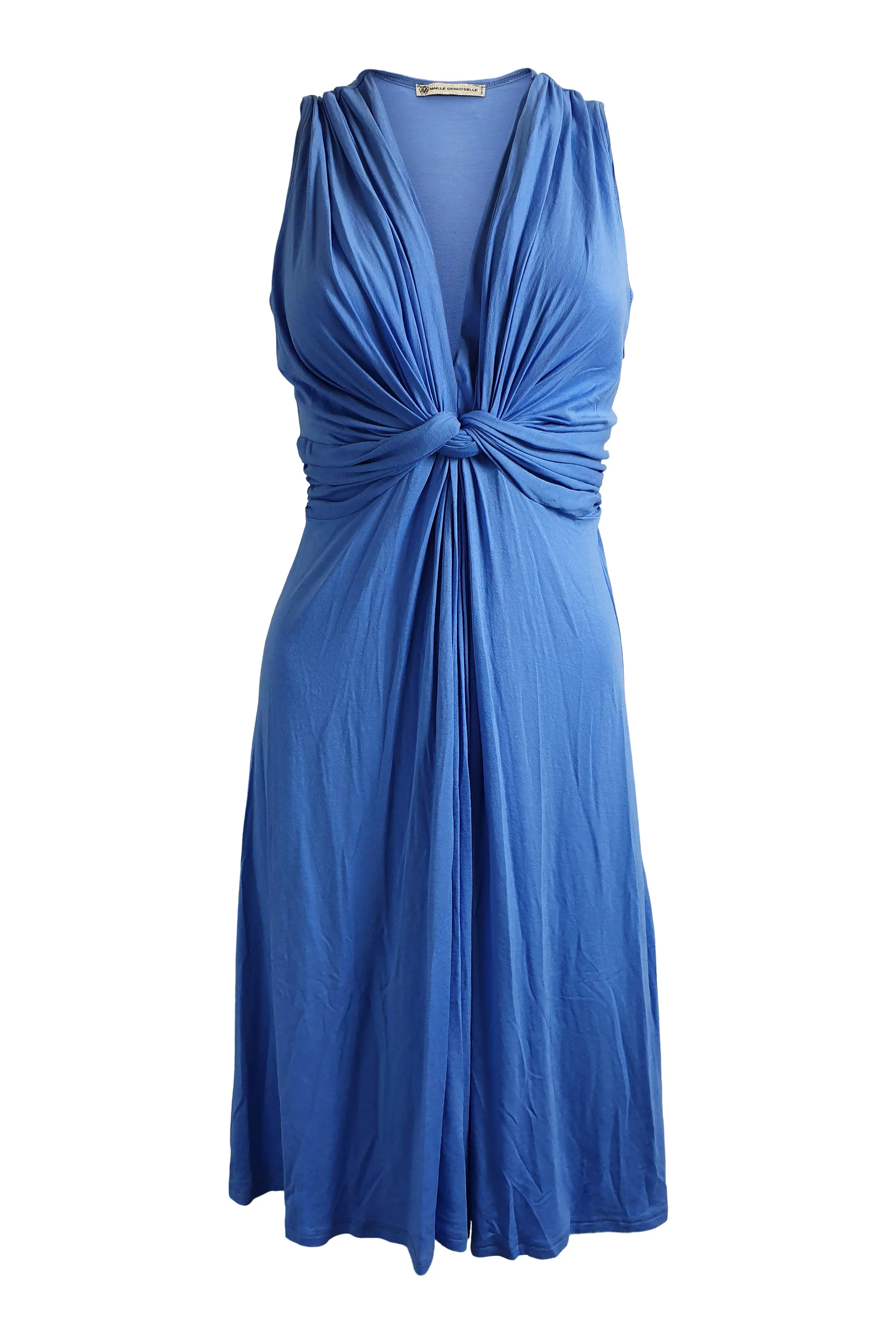 MAILLE DEMOISELLE Blue Twist Front Monroe Style Tie Back Dress (3)