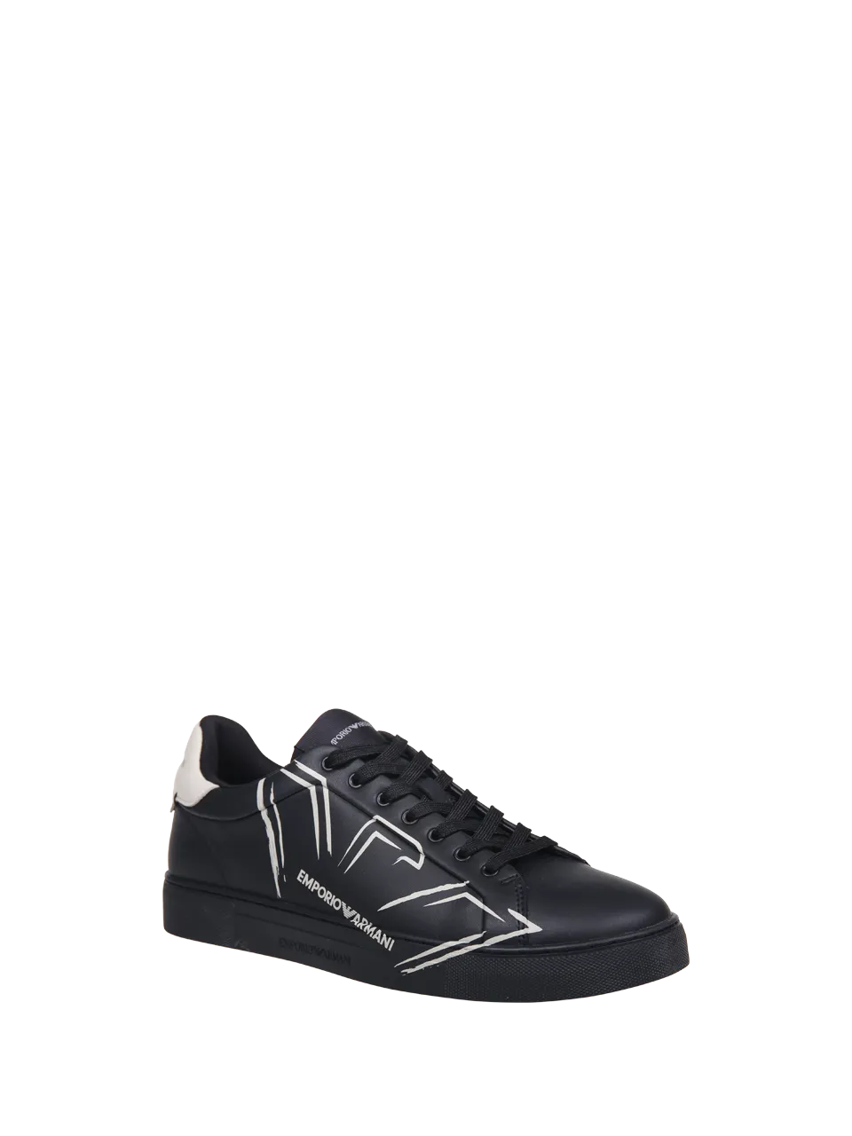 MEN EMPORIO ARMANI BLACK BOVINE LEATHER SNEAKER